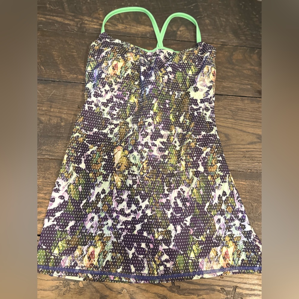 LULULEMON floral sport multi Dancing Warrior strappy back tank top 6
